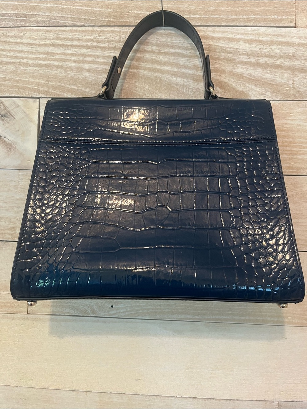 Kate Spade Knightsbridge Doris satchel navy blue patent croc embossed leather - Picture 6 of 14